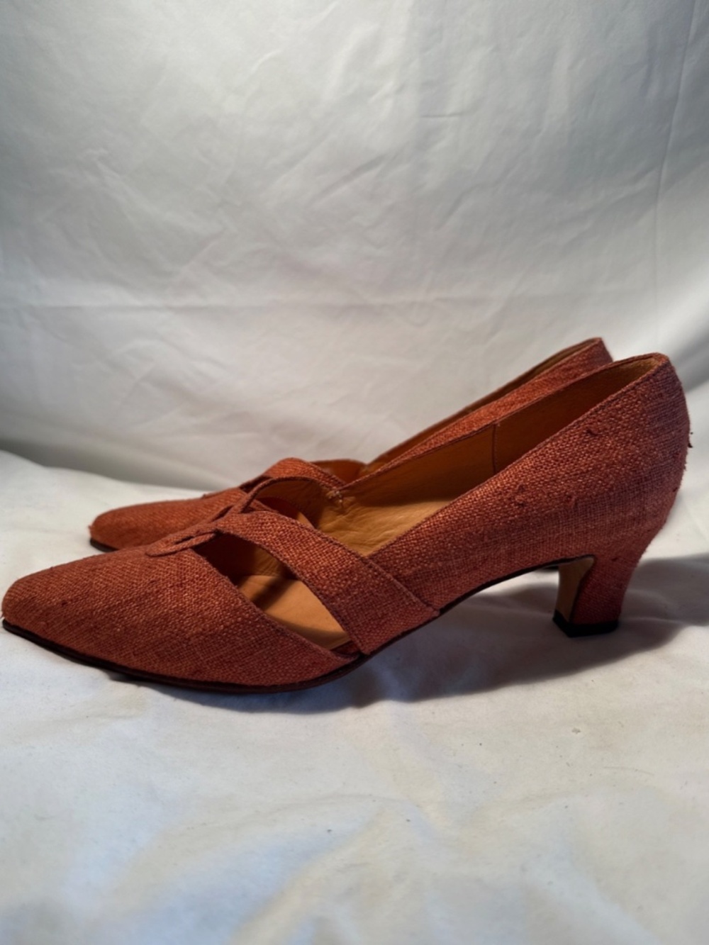 Vintage Jimmy Choo Orange Twead Kitten Heels - Picture 4 of 5
